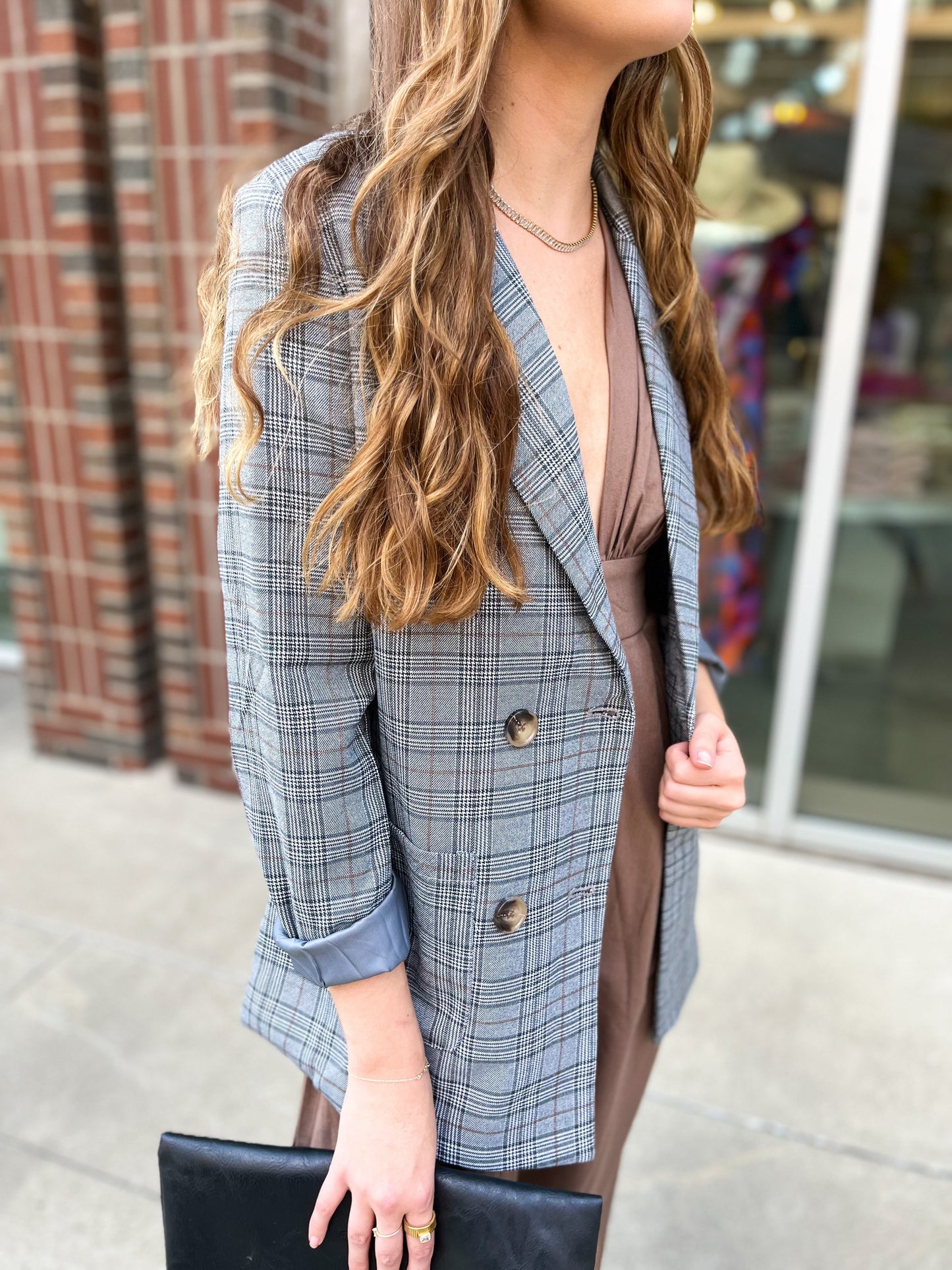 Preptastic Gray Plaid Blazer