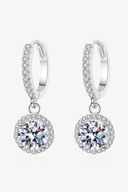 Moissanite Round Shaped Drop Earrings