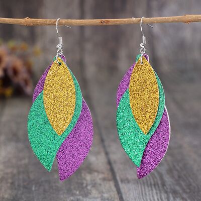 Statement Earrings: Leather Leaf Dangles 