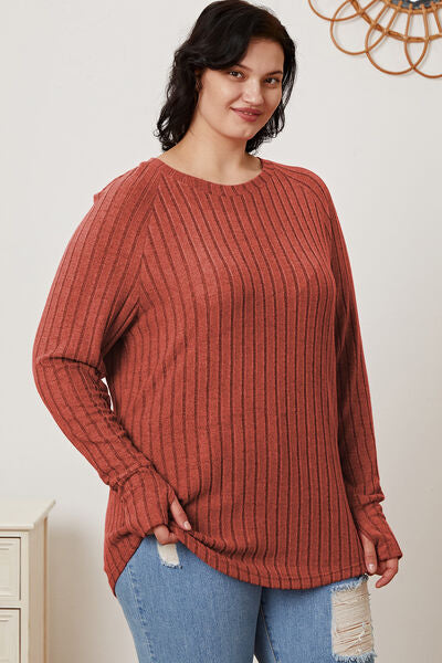 Basic Bae Full Size Ribbed Thumbhole Sleeve T Shirt