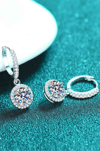 Moissanite Round Shaped Drop Earrings