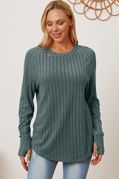 Basic Bae Full Size Ribbed Thumbhole Sleeve T Shirt