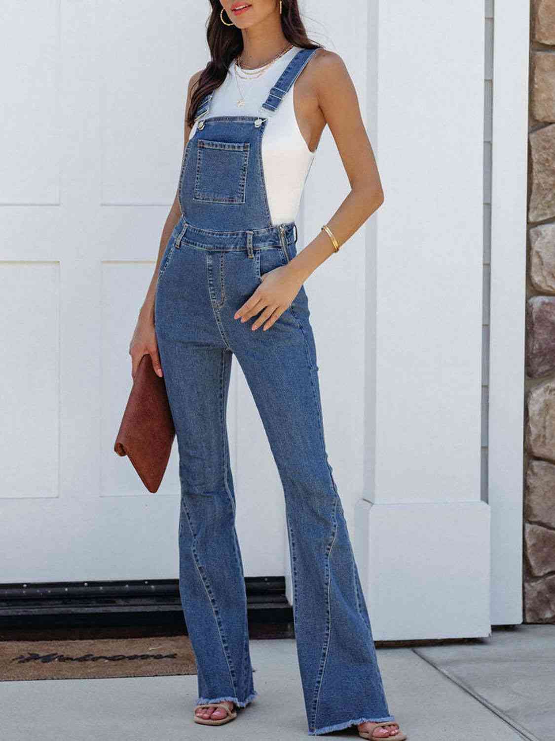 Raw Hem Chic Denim Overall