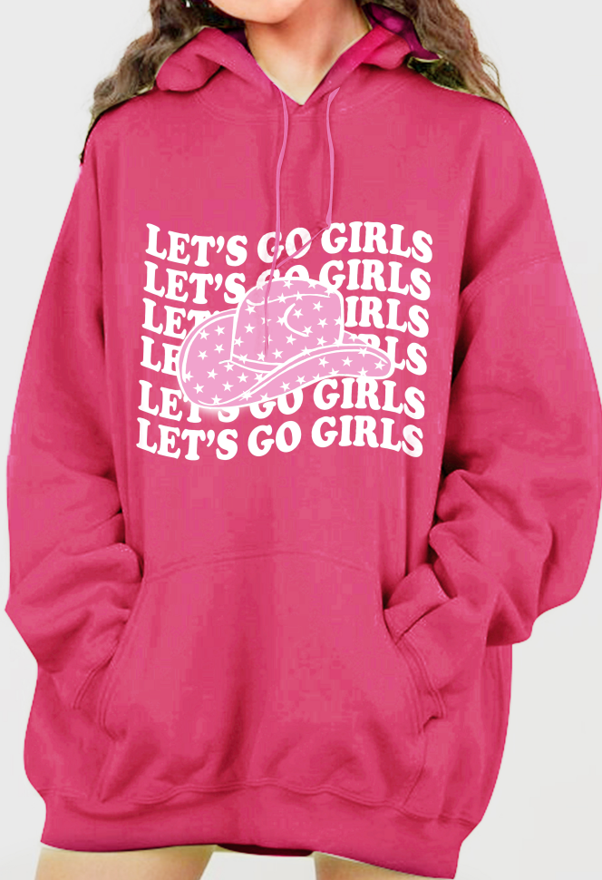 Full Size LETS GO GIRLS Graphic Dropped Shoulder Hoodie