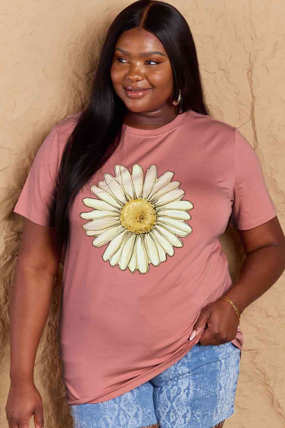 Simply Love Full Size FLOWER Graphic Cotton Tee