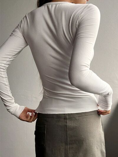 Half Button Long Sleeve T Shirt