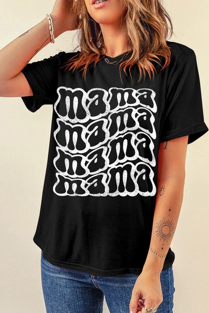 Round Neck Short Sleeve MAMA T Shirt