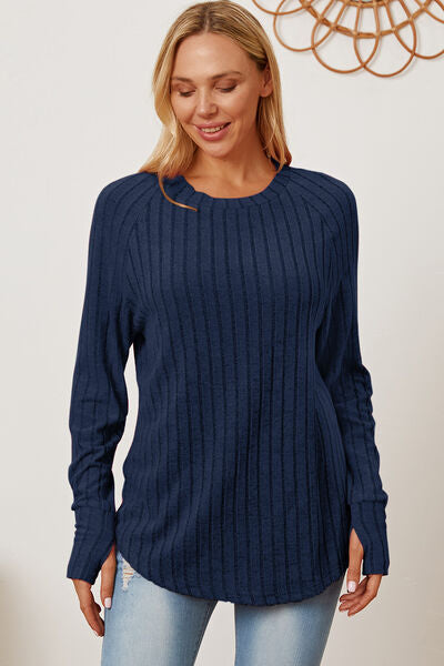 Basic Bae Full Size Ribbed Thumbhole Sleeve T Shirt