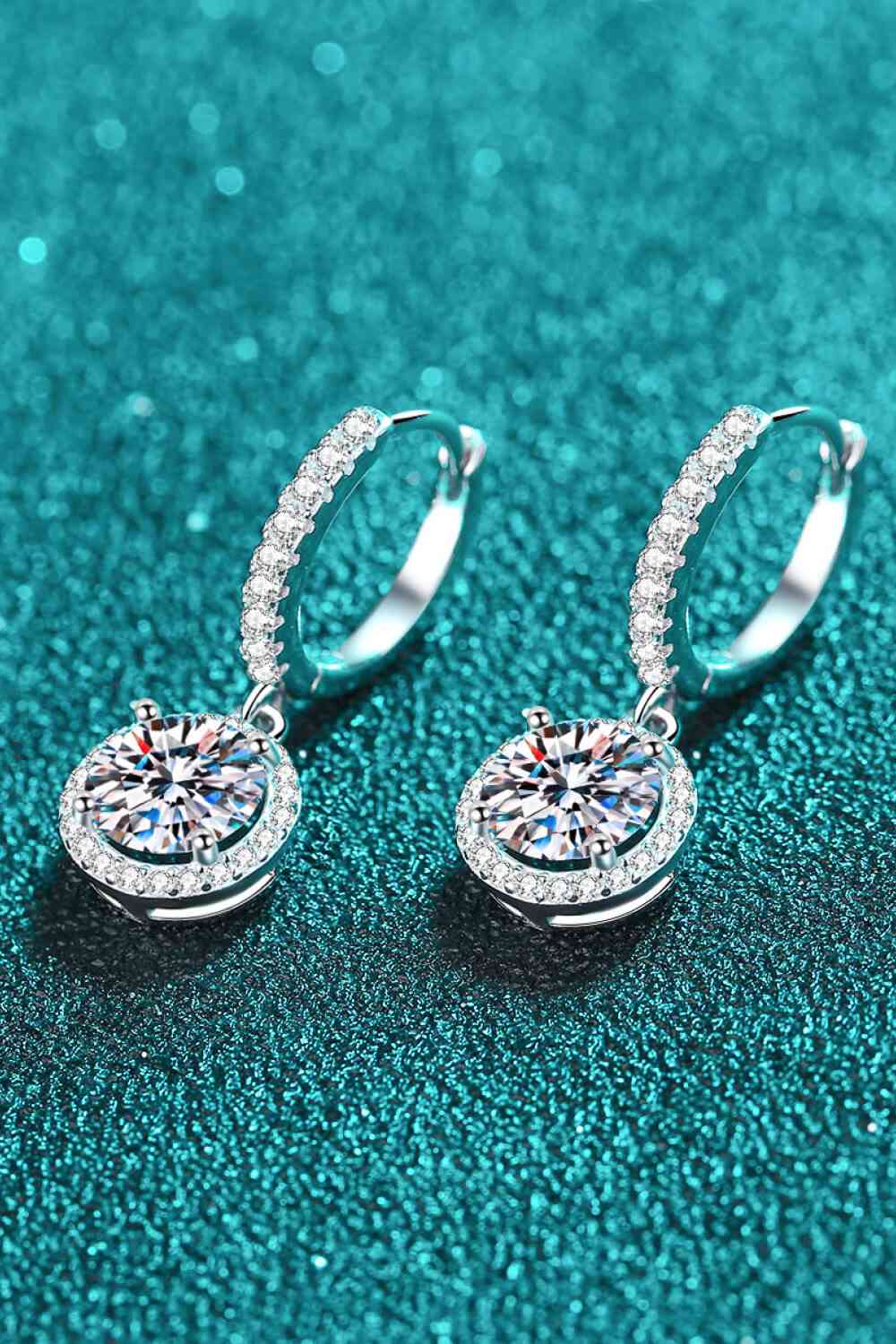 Moissanite Round Shaped Drop Earrings