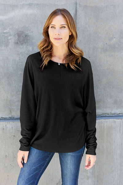 Double Take Full Size Round Neck Long Sleeve T Shirt