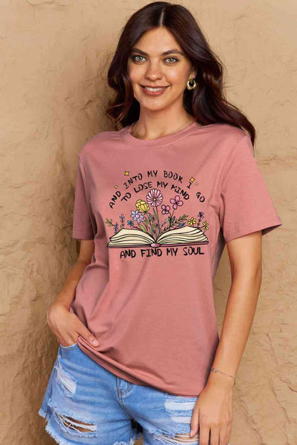 Simply Love Full Size Book & Flower Graphic Cotton Tee