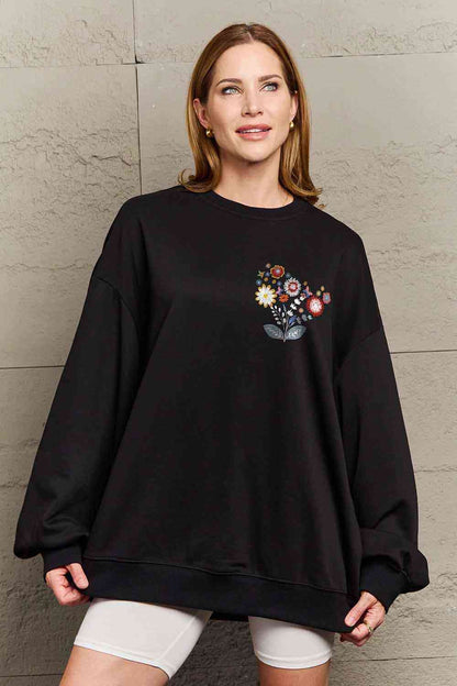 Simply Love Full Size Flower Graphic Sweatshirt