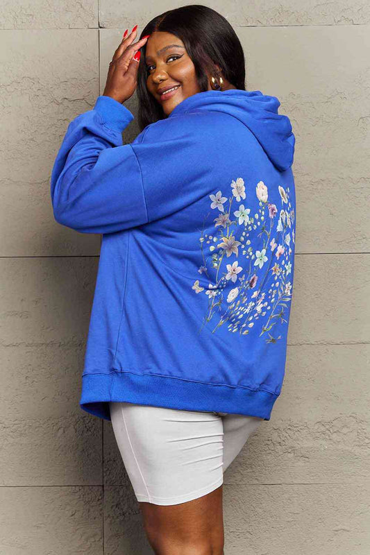 Simply Love Simply Love Full Size Flower Graphic Dropped Shoulder Hoodie