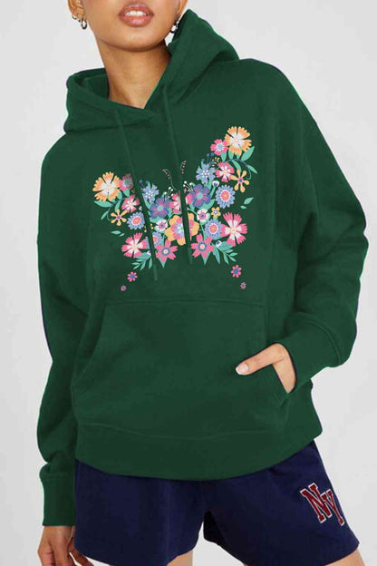 Simply Love Simply Love Full Size Floral Butterfly Graphic Hoodie