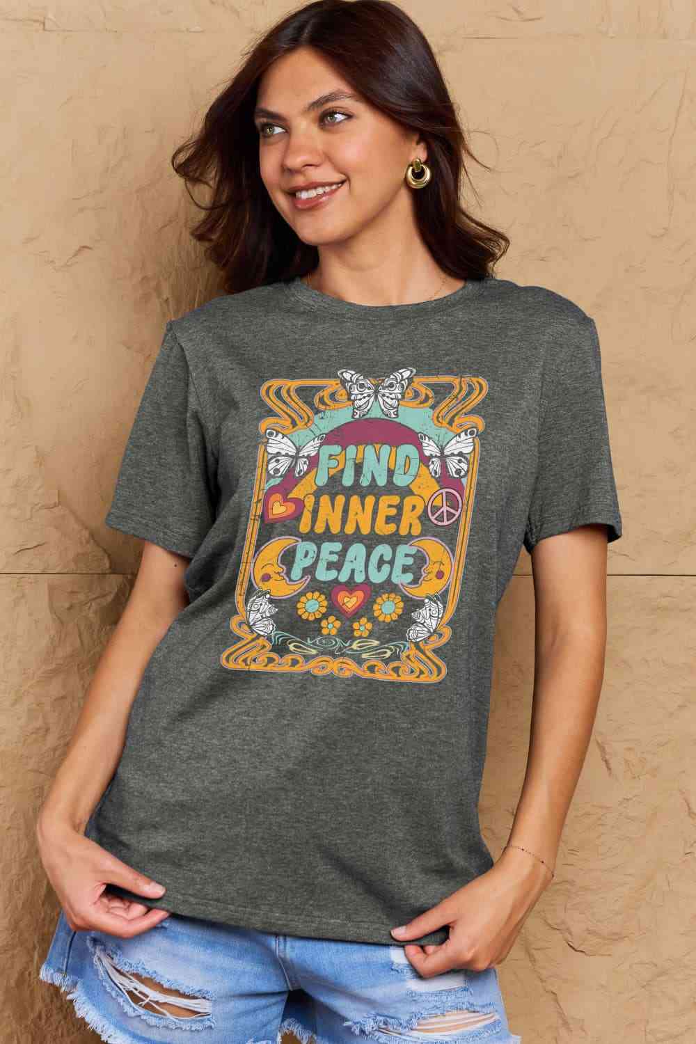 Simply Love Full Size FIND INNER PEACE Graphic Cotton T-Shirt