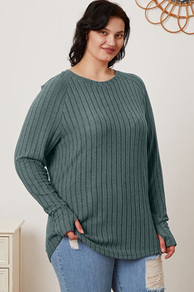 Basic Bae Full Size Ribbed Thumbhole Sleeve T Shirt