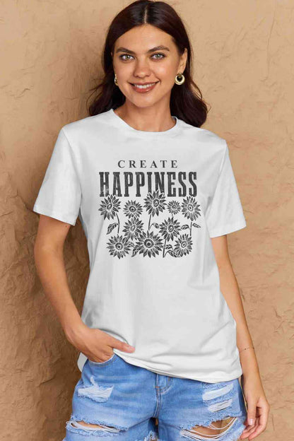 Simply Love Full Size CREATE HAPPINESS Graphic Cotton T-Shirt