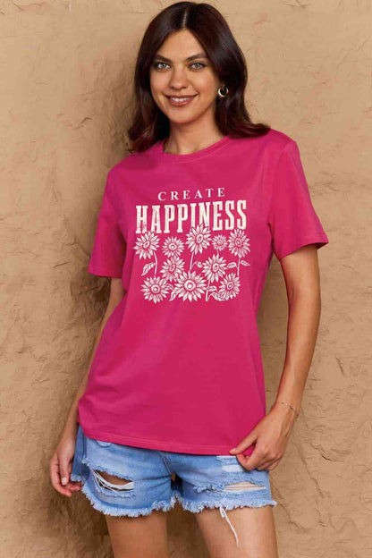 Simply Love Full Size CREATE HAPPINESS Graphic Cotton T-Shirt