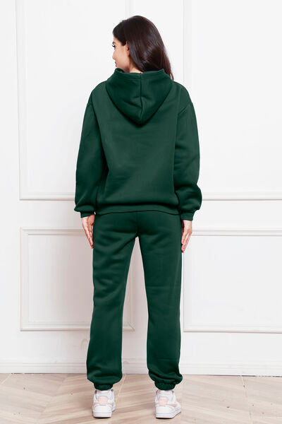 Drop Shoulder Long Sleeve Hoodie and Pants Set