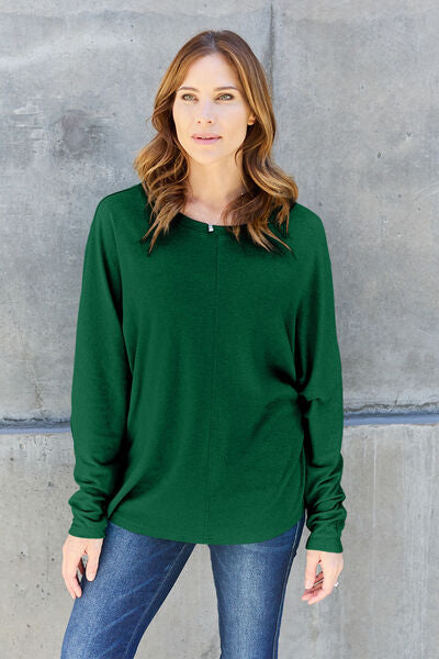 Double Take Full Size Round Neck Long Sleeve T Shirt