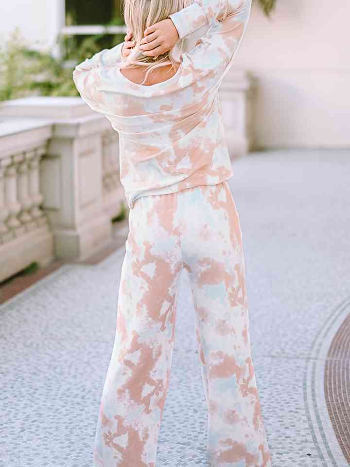 Long Sleeve Top and Wide Leg Pants Lounge Set