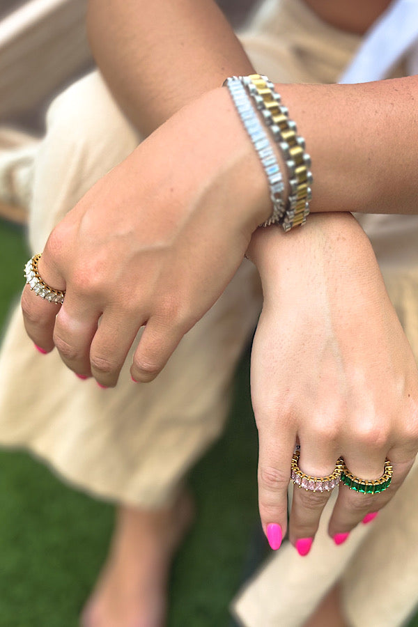 Natural Elements Silver Pave Chain Bracelet