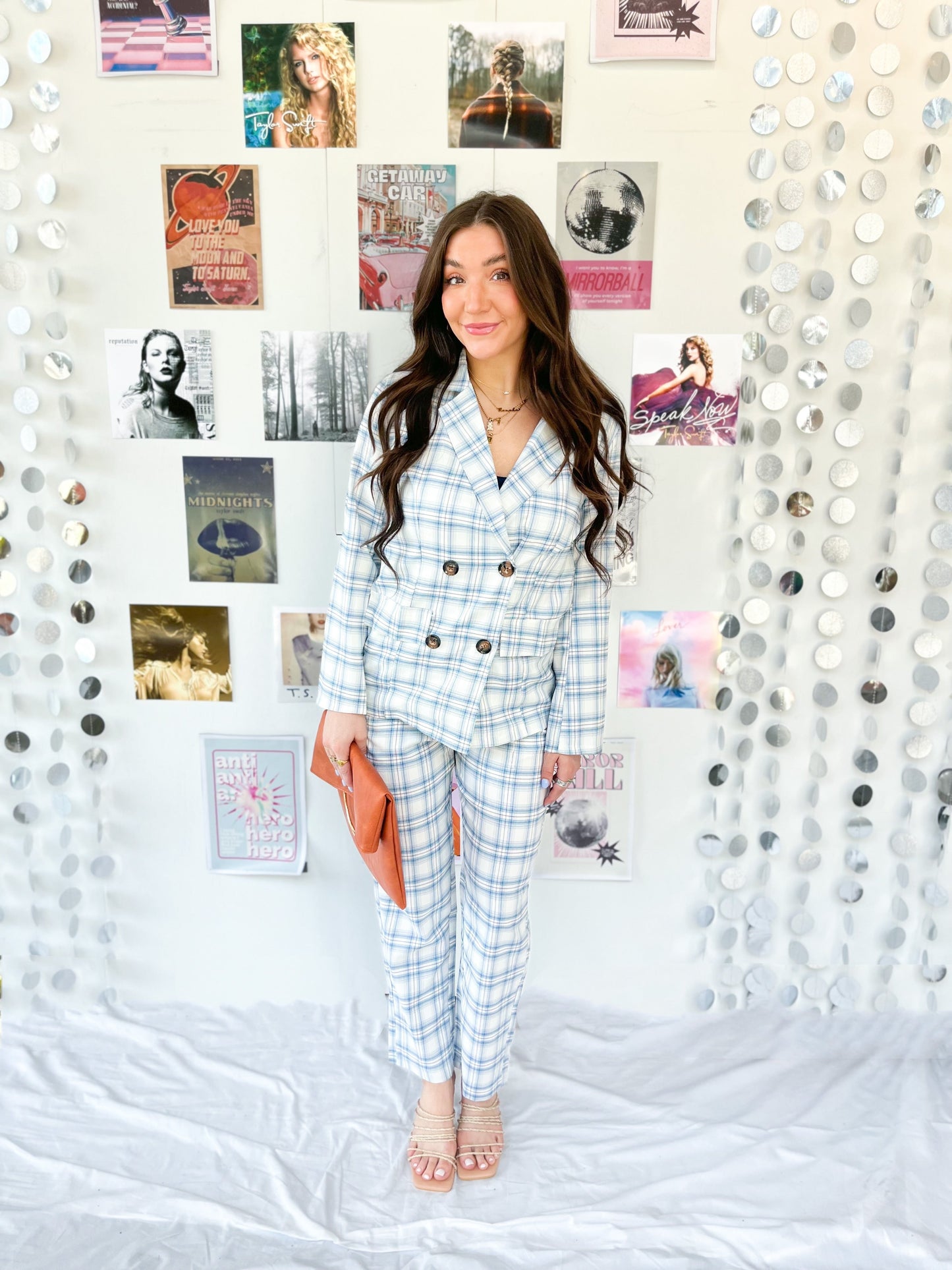 Petra Blue and White Plaid Suit